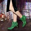 image:imageAllegra K Womens Glitter Pointed Toe Zipper Stiletto Heel Ankle BootsGreen