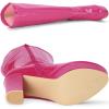 image:imageAllegra K Womens Patent Leather Platform Gogo Boots Chunky Heel Knee High BootsHot Pink