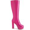 image:imageAllegra K Womens Patent Leather Platform Gogo Boots Chunky Heel Knee High BootsHot Pink