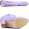 image:imageAllegra K Womens Patent Leather Platform Gogo Boots Chunky Heel Knee High BootsPurple