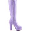 image:imageAllegra K Womens Patent Leather Platform Gogo Boots Chunky Heel Knee High BootsPurple