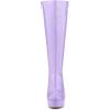 image:imageAllegra K Womens Patent Leather Platform Gogo Boots Chunky Heel Knee High BootsPurple