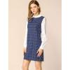 image:imageAllegra K Womens Peter Pan Dress 60s Color Block Mini Long Sleeve DressesBlue