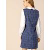 image:imageAllegra K Womens Peter Pan Dress 60s Color Block Mini Long Sleeve DressesBlue