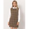 image:imageAllegra K Womens Peter Pan Dress 60s Color Block Mini Long Sleeve DressesDark Brown