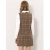 image:imageAllegra K Womens Peter Pan Dress 60s Color Block Mini Long Sleeve DressesDark Brown