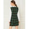image:imageAllegra K Womens Peter Pan Dress 60s Color Block Mini Long Sleeve DressesGreen