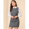 image:imageAllegra K Womens Peter Pan Dress 60s Color Block Mini Long Sleeve DressesGrey