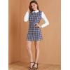 image:imageAllegra K Womens Peter Pan Dress 60s Color Block Mini Long Sleeve DressesPurple