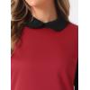 image:imageAllegra K Womens Peter Pan Dress 60s Color Block Mini Long Sleeve DressesRed Solid