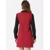 image:imageAllegra K Womens Peter Pan Dress 60s Color Block Mini Long Sleeve DressesRed Solid