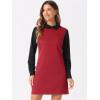 image:imageAllegra K Womens Peter Pan Dress 60s Color Block Mini Long Sleeve DressesRed Solid