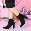 image:imageAllegra K Womens Pointed Toe Drawstring Pull on Block Heel Ankle BootsBlack