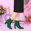 image:imageAllegra K Womens Pointed Toe Drawstring Pull on Block Heel Ankle BootsGreen