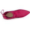 image:imageAllegra K Womens Pointed Toe Drawstring Pull on Block Heel Ankle BootsHot Pink