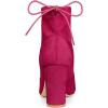 image:imageAllegra K Womens Pointed Toe Drawstring Pull on Block Heel Ankle BootsHot Pink