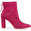 image:imageAllegra K Womens Pointed Toe Drawstring Pull on Block Heel Ankle BootsHot Pink
