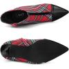 image:imageAllegra K Womens Pointed Toe Stiletto Heels Houndstooth Ankle BootiesRed Green