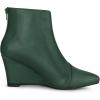 image:imageAllegra K Womens Pointed Toe Zipper Wedge Heel Ankle BootiesDark Green