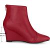 image:imageAllegra K Womens Pointed Toe Zipper Wedge Heel Ankle BootiesRed