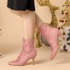 image:imageAllegra K Womens Pointy Toe Slouch Back Zipper Stiletto Heel Ankle BootsDust Pink