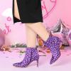 image:imageAllegra K Womens Polka Dots Pointed Toe Stiletto Heel Satin Ankle BootsPurple