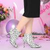 image:imageAllegra K Womens Polka Dots Pointed Toe Stiletto Heel Satin Ankle BootsWhite