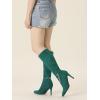 image:imageAllegra K Womens Rhinestone Crystal Chain Pointed Toe Stiletto Heels Knee High BootsGreen