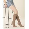 image:imageAllegra K Womens Rhinestone Crystal Chain Pointed Toe Stiletto Heels Knee High BootsTaupe