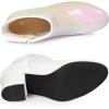 image:imageAllegra K Womens Round Toe Block Heels Sequin Ankle BootsBling White