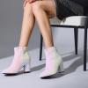 image:imageAllegra K Womens Round Toe Block Heels Sequin Ankle BootsBling White