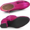 image:imageAllegra K Womens Round Toe Block Heels Sequin Ankle BootsHot Pink