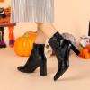 image:imageAllegra K Womens Snakeskin Print Boots Halloween Costumes Chunky High Heels Ankle BootsBlack