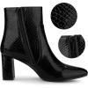 image:imageAllegra K Womens Snakeskin Print Boots Halloween Costumes Chunky High Heels Ankle BootsBlack