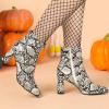 image:imageAllegra K Womens Snakeskin Print Boots Halloween Costumes Chunky High Heels Ankle BootsBlack White