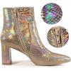 image:imageAllegra K Womens Snakeskin Print Boots Halloween Costumes Chunky High Heels Ankle BootsRose Gold