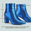 image:imageAllegra K Womens Snakeskin Print Boots Halloween Costumes Chunky High Heels Ankle BootsRoyal Blue