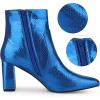 image:imageAllegra K Womens Snakeskin Print Boots Halloween Costumes Chunky High Heels Ankle BootsRoyal Blue