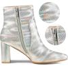 image:imageAllegra K Womens Snakeskin Print Boots Halloween Costumes Chunky High Heels Ankle BootsSilver