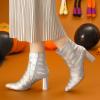 image:imageAllegra K Womens Snakeskin Print Boots Halloween Costumes Chunky High Heels Ankle BootsSilver