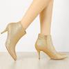 image:imageAllegra K Womens Sparkly Pointed Toe Stiletto Heel Ankle BootsGold