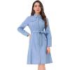 image:imageAllegra K Denim Dress for Womens Long Sleeve Button Down ALine Belted Classic Jean DressesSky Blue