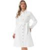 image:imageAllegra K Denim Dress for Womens Long Sleeve Button Down ALine Belted Classic Jean DressesWhite
