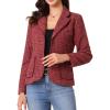 image:imageAllegra K Tweed Blazer for Womens Notch Lapel Long Sleeve 2025 Fall Elegant Business Casual JacketDark Red