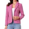 image:imageAllegra K Tweed Blazer for Womens Notch Lapel Long Sleeve 2025 Fall Elegant Business Casual JacketHot Pink