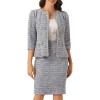 image:imageAllegra K Womens 2 Piece Tweed Skirt Set Suit Jacket Pencil Skirt Elegant Business Suits for Women 2025Gray Blue