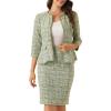 image:imageAllegra K Womens 2 Piece Tweed Skirt Set Suit Jacket Pencil Skirt Elegant Business Suits for Women 2025Green