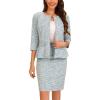 image:imageAllegra K Womens 2 Piece Tweed Skirt Set Suit Jacket Pencil Skirt Elegant Business Suits for Women 2025Light Blue