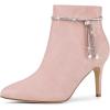 image:imageAllegra K Womens Bling Rhinestone Pointed Toe Stiletto Heels Ankle BootsDust Pink