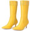 image:imageAllegra K Womens Boot Pointed Toe Kitten Heel Boots Knee High BootsYellow